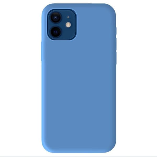 Vanligt mattblått silikonfodral som är kompatibelt med Apple iPhone 12 iPhone 12 Pro
