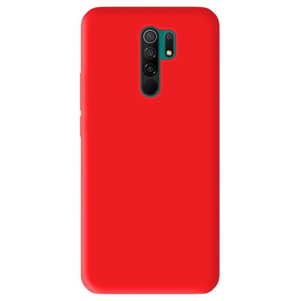 Vanligt mattrött silikonfodral som är kompatibelt med Xiaomi Redmi 9