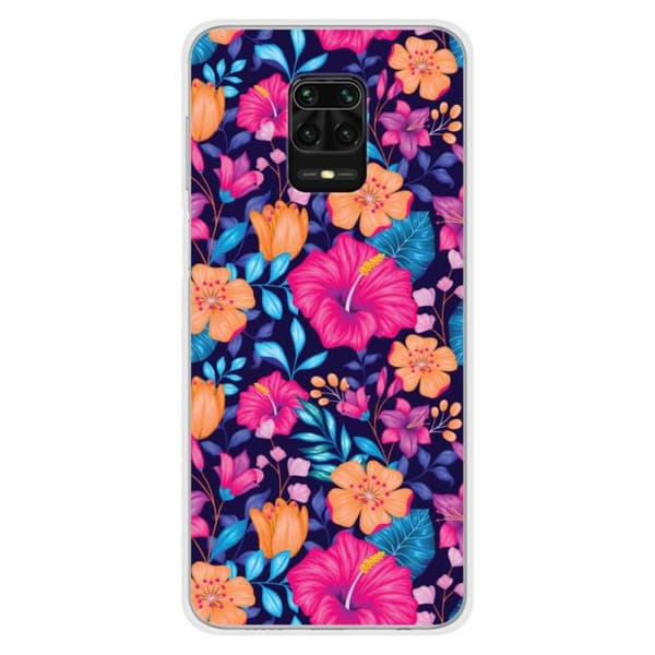 Tryckt silikonfodral som är kompatibelt med Xiaomi Redmi Note 9 Pro Exotic Flowers