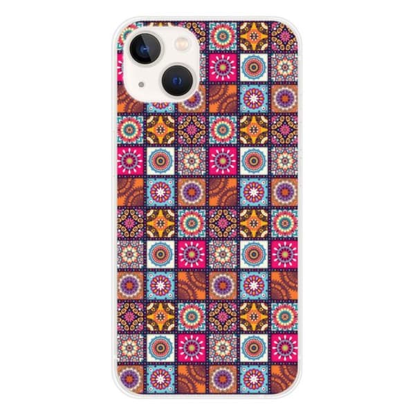 Tryckt silikonfodral som är kompatibelt med Apple iPhone 13 Patchwork Mandala