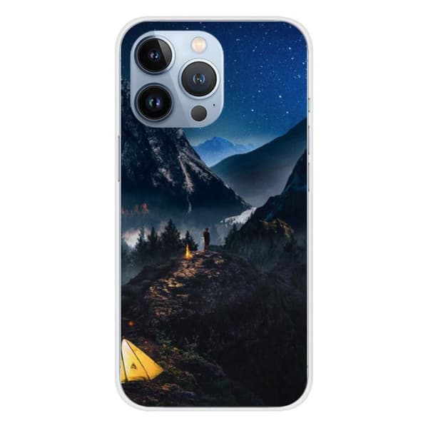 Tryckt silikonfodral som är kompatibelt med Apple iPhone 13 Pro Alone in the Mountains