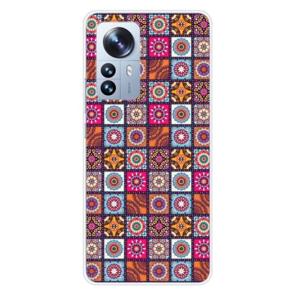 Tryckta silikonskal - 1001 skal - Xiaomi Mi 12 Pro - Patchwork Mandala - Transparent - Semi-rigid