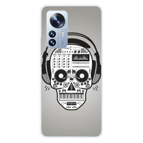 Tryckt silikonfodral som är kompatibelt med Xiaomi Mi 12 Pro Skull Music