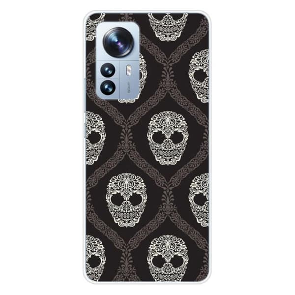 Siliconfodral med tryck - 1001 fodral - Xiaomi Mi 12 Pro - Blommig skalle - Optimalt skydd - Halvhård
