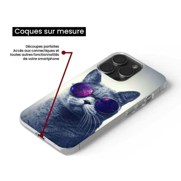 Tryckt silikonfodral kompatibelt med Apple iPhone 13 Pro Cat med glasögon