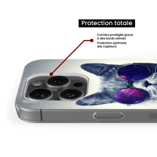 Tryckt silikonfodral kompatibelt med Apple iPhone 13 Pro Cat med glasögon