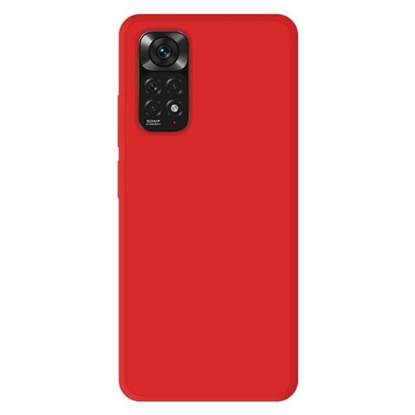 Vanligt mattrött silikonfodral som är kompatibelt med Xiaomi Redmi Note 11 4G