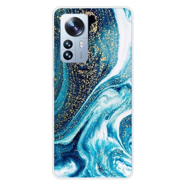 Tryckt silikonfodral som är kompatibelt med Xiaomi Mi 12 Pro Glitter Blue Marble