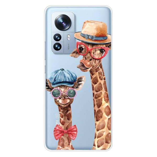 Tryckt silikonfodral som är kompatibelt med Xiaomi Mi 12 Pro Funny Giraffe