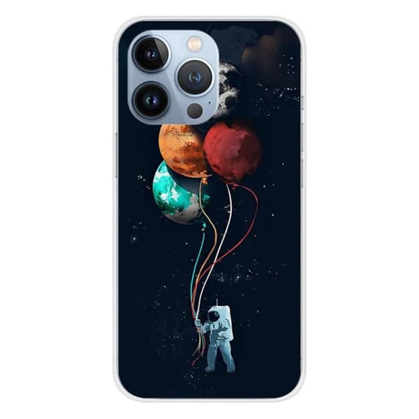 Tryckt silikonfodral som är kompatibelt med Apple iPhone 13 Pro Balloon Cosmonaut