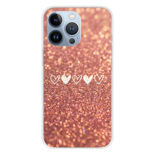 Tryckt silikonfodral som är kompatibelt med Apple iPhone 13 Pro glitterhjärta