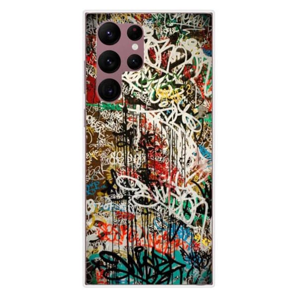 Tryckt silikonfodral som är kompatibelt med Samsung Galaxy S22 Ultra Graffiti 1