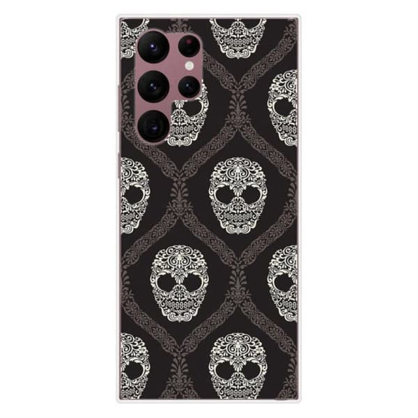 Silicone-skal tryckt - 1001 skal - Samsung Galaxy S22 Ultra - Blomsterkranium - Flerfärgad - Halvstyv