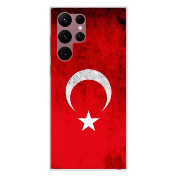 Tryckt silikonfodral som är kompatibelt med Samsung Galaxy S22 Ultra Turkey-flaggan