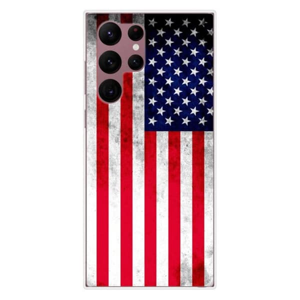 Tryckt silikonfodral som är kompatibelt med Samsung Galaxy S22 Ultra USA flagga