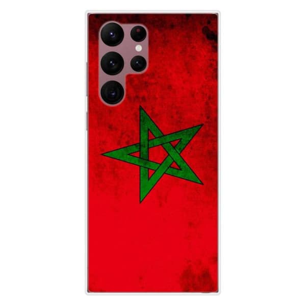 Tryckt silikonfodral som är kompatibelt med Samsung Galaxy S22 Ultra Marockos flagga