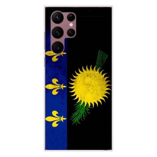 Tryckt silikonfodral som är kompatibelt med Samsung Galaxy S22 Ultra Guadeloupe-flaggan