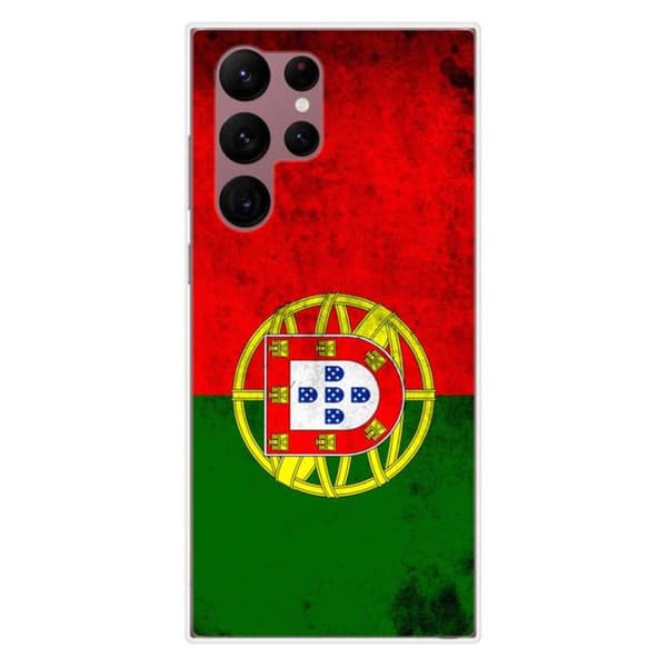 Tryckt silikonfodral som är kompatibelt med Samsung Galaxy S22 Ultra Portugal flagga