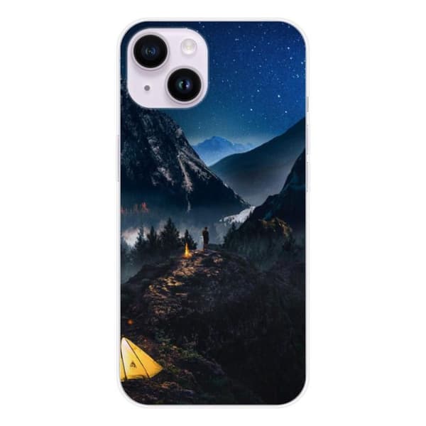 Tryckt silikonfodral som är kompatibelt med Apple iPhone 14 Alone in the Mountains