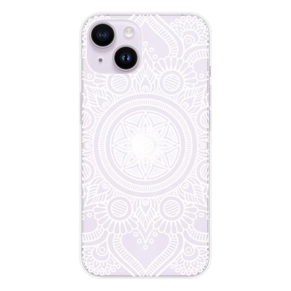 Silikonskal med tryck - 1001 skal - Apple iPhone 14 - Vit mandala - Optimal skydd - Semi-rigid