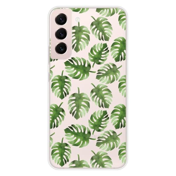 Tryckt silikonfodral som är kompatibelt med Samsung Galaxy S22 Plus Monstera löv