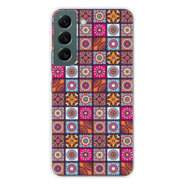 Tryckt silikonfodral som är kompatibelt med Samsung Galaxy S22 Patchwork Mandala