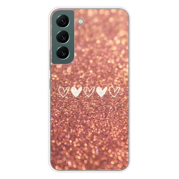 Tryckt silikonfodral som är kompatibelt med Samsung Galaxy S22 Heart glitter