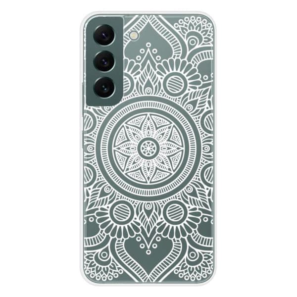 Tryckt silikonfodral som är kompatibelt med Samsung Galaxy S22 Mandala vit