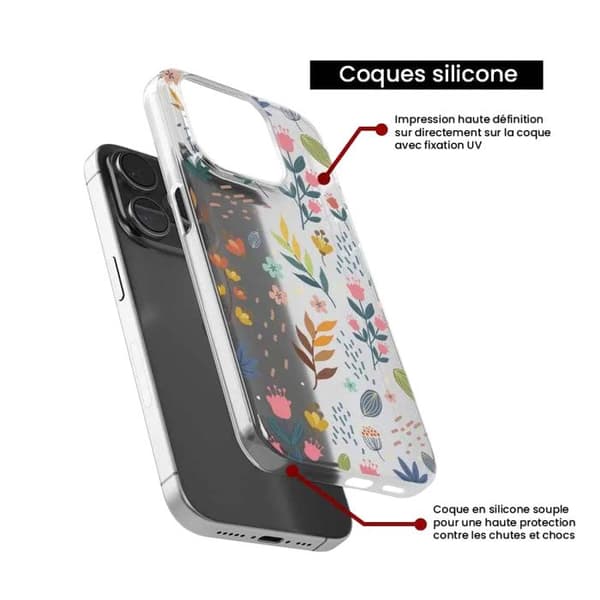 Tryckt silikonfodral som är kompatibelt med Samsung Galaxy S22 Färgglada blommor