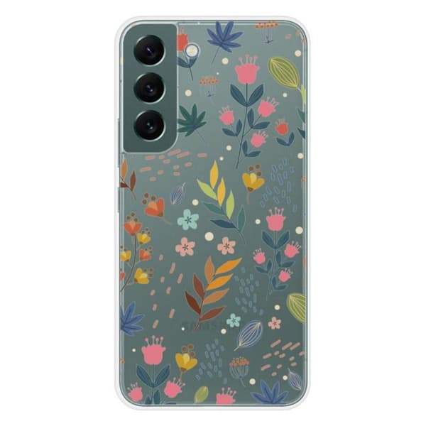 Tryckt silikonfodral som är kompatibelt med Samsung Galaxy S22 Färgglada blommor