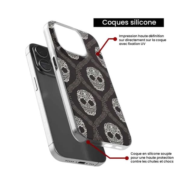 Siliconefodral med tryck - 1001 skal - Samsung Galaxy S22 - Blom-kranium - Optimal skydd - Semi-styv