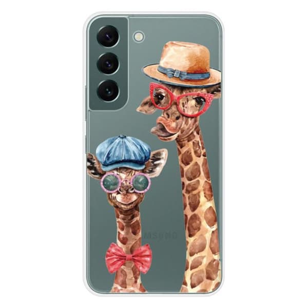 Tryckt silikonfodral som är kompatibelt med Samsung Galaxy S22 Funny Giraffe