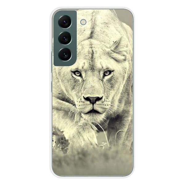 Tryckt silikonfodral som är kompatibelt med Samsung Galaxy S22 Lioness