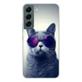 Miniatyrbild 1 av 6: Tryckt silikonfodral kompatibelt med Samsung Galaxy S22 Cat med glasögon