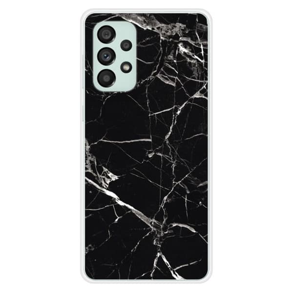 Tryckt silikonfodral som är kompatibelt med Samsung Galaxy A73 5G Black Marble