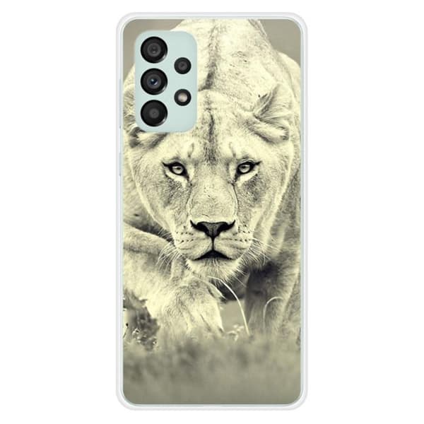 Tryckt silikonfodral som är kompatibelt med Samsung Galaxy A73 5G Lioness