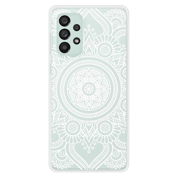 Tryckt silikonfodral som är kompatibelt med Samsung Galaxy A73 5G Mandala vit