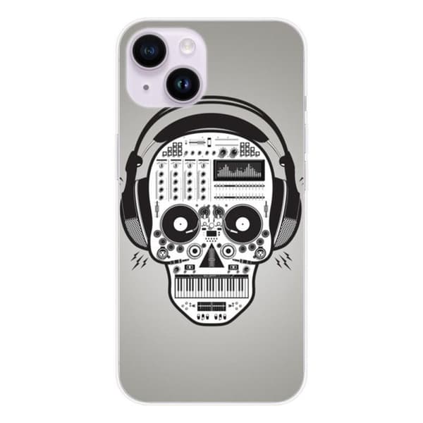 Tryckt silikonfodral som är kompatibelt med Apple iPhone 14 Skull Music
