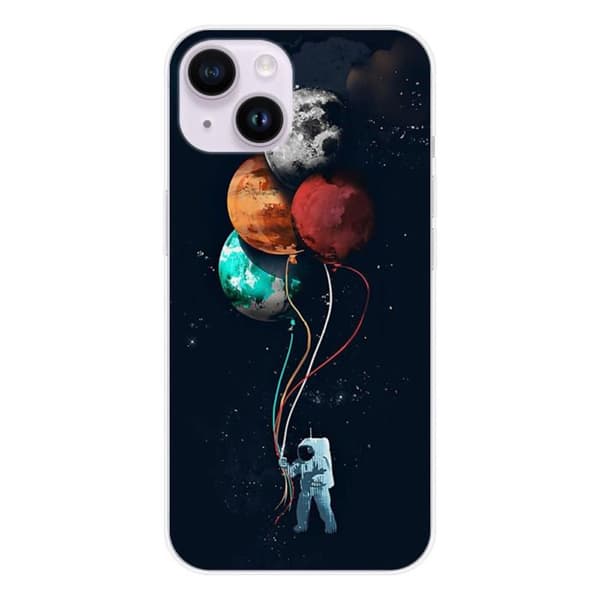 Tryckt silikonfodral som är kompatibelt med Apple iPhone 14 Balloon Cosmonaut