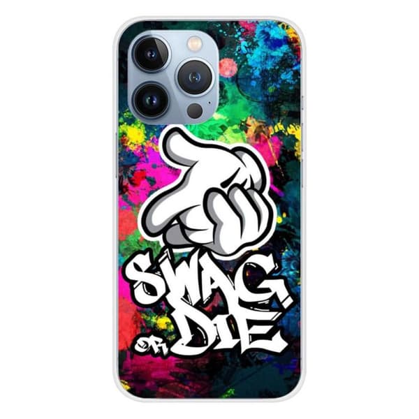 Tryckt silikonfodral som är kompatibelt med Apple iPhone 13 Pro Swag or die