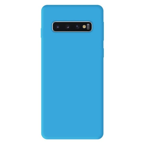 Vanligt mattblått silikonfodral som är kompatibelt med Samsung Galaxy S10 5G