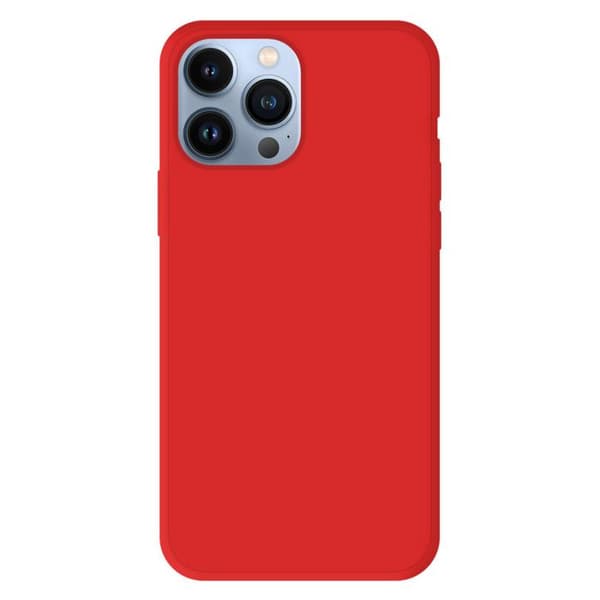 Vanligt mattrött silikonfodral som är kompatibelt med Apple iPhone 13 Pro Max