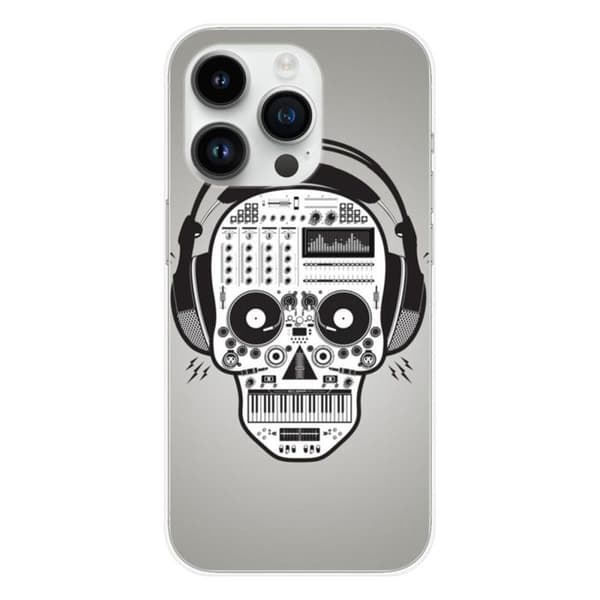 Tryckt silikonfodral som är kompatibelt med Apple iPhone 14 Pro Skull Music