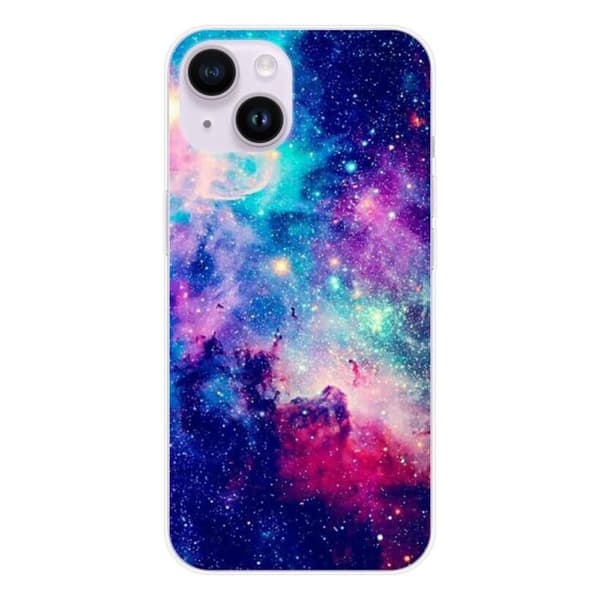 Tryckt silikonfodral som är kompatibelt med Apple iPhone 14 Galaxy Blue
