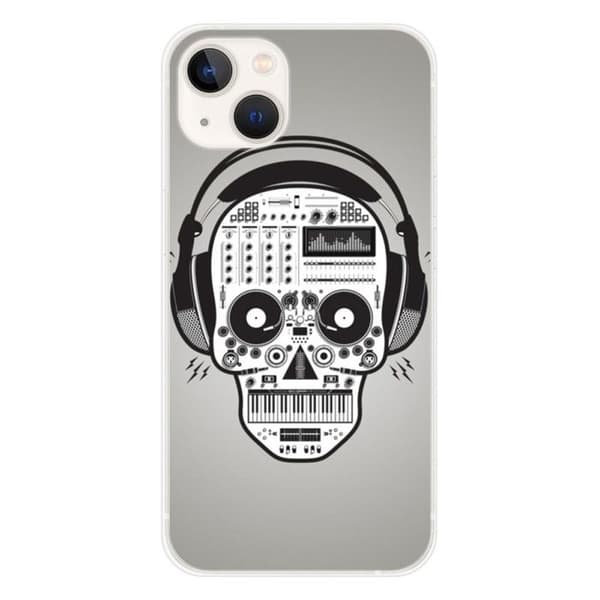 Tryckt silikonfodral som är kompatibelt med Apple iPhone 13 Skull Music
