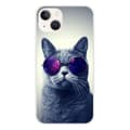 Miniatyrbild 1 av 6: Tryckt silikonfodral kompatibelt med Apple iPhone 13 Cat med glasögon