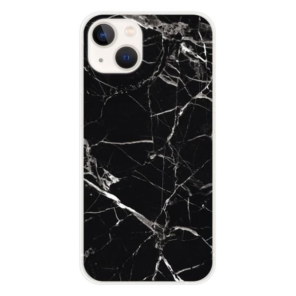 Tryckt silikonfodral som är kompatibelt med Apple iPhone 13 Marble Black
