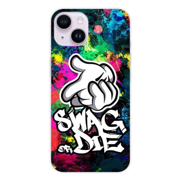 Tryckt silikonfodral som är kompatibelt med Apple iPhone 14 Swag or die