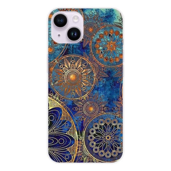 Siliconöverdrag med tryck - 1001 skal - Apple iPhone 14 - Blå mandala - Optimalt skydd - Semi-rigid
