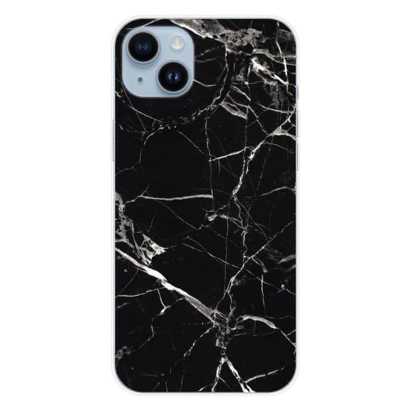 Tryckt silikonfodral som är kompatibelt med Apple iPhone 14 Plus Black Marble